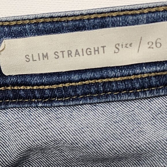 Pilcro & The Letterpress Mid Rise Jewel Hem Slim Straight Ankle Jeans - Picture 9 of 10